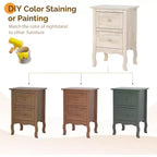 VINGLI Table de chevet en bois massif non fini pour bricolage couleur, petite table de chevet en bois naturel pour chambre à coucher avec tiroirs, véritable table de chevet en bois