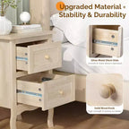 VINGLI Table de chevet en bois massif non fini pour bricolage couleur, petite table de chevet en bois naturel pour chambre à coucher avec tiroirs, véritable table de chevet en bois