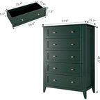 Commode haute en bois à 5 tiroirs, tiroirs profonds modernes avec poignées en métal, commode de rangement polyvalente pour chambre à coucher, entrée, couloir