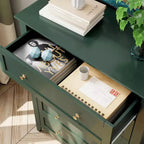Commode haute en bois à 5 tiroirs, tiroirs profonds modernes avec poignées en métal, commode de rangement polyvalente pour chambre à coucher, entrée, couloir
