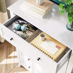 Commode haute en bois à 5 tiroirs, tiroirs profonds modernes avec poignées en métal, commode de rangement polyvalente pour chambre à coucher, entrée, couloir