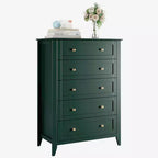 Commode haute en bois à 5 tiroirs, tiroirs profonds modernes avec poignées en métal, commode de rangement polyvalente pour chambre à coucher, entrée, couloir