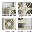 MAYEERTY Buffet Bahut de Rangement avec Portes en Verre Trempé Table Console de Cuisine Rétro Moderne pour Salon Cuisine Couleur Crème