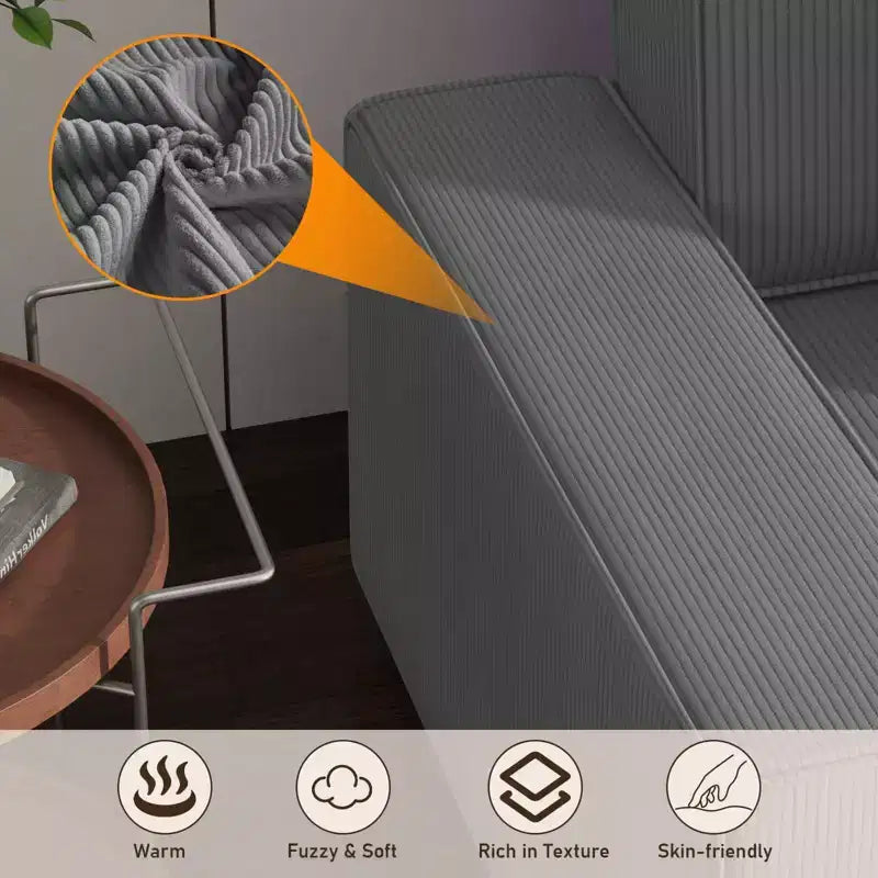 Canapé d'angle modulable en L avec pouf, canapé nuage moelleux en éponge livré en boîte, aucun assemblage requis, rembourré moderne pour salon