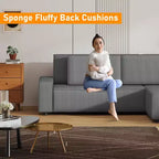 Canapé d'angle modulable en L avec pouf, canapé nuage moelleux en éponge livré en boîte, aucun assemblage requis, rembourré moderne pour salon