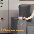 Canapé d'angle modulable en L avec pouf, canapé nuage moelleux en éponge livré en boîte, aucun assemblage requis, rembourré moderne pour salon
