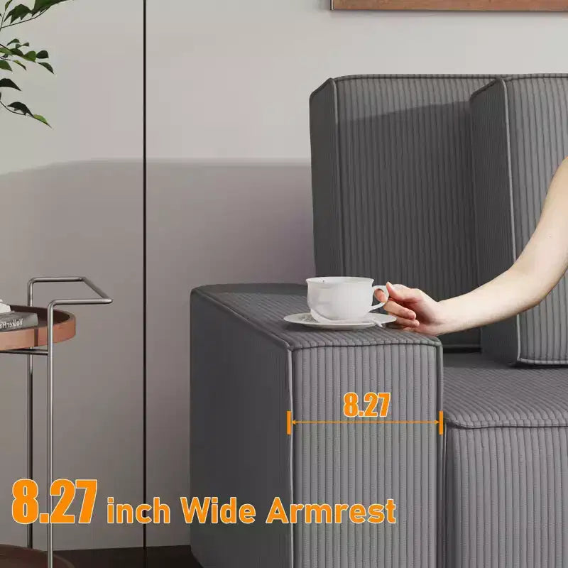 Canapé d'angle modulable en L avec pouf, canapé nuage moelleux en éponge livré en boîte, aucun assemblage requis, rembourré moderne pour salon