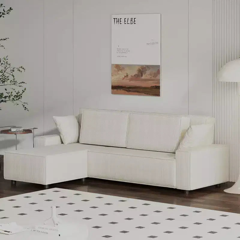 Canapé d'angle modulable en L avec pouf, canapé nuage moelleux en éponge livré en boîte, aucun assemblage requis, rembourré moderne pour salon