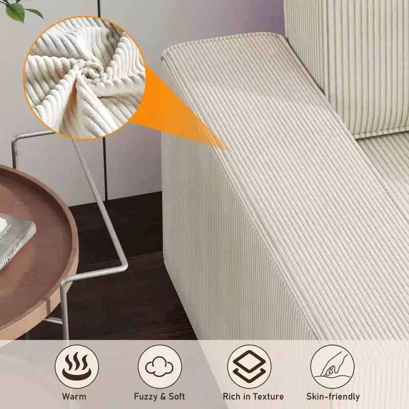 Canapé d'angle modulable en L avec pouf, canapé nuage moelleux en éponge livré en boîte, aucun assemblage requis, rembourré moderne pour salon