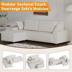 Canapé d'angle modulable en L avec pouf, canapé nuage moelleux en éponge livré en boîte, aucun assemblage requis, rembourré moderne pour salon