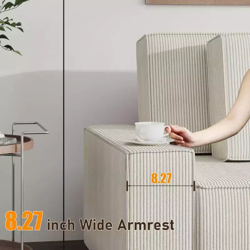 Canapé d'angle modulable en L avec pouf, canapé nuage moelleux en éponge livré en boîte, aucun assemblage requis, rembourré moderne pour salon