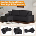 Canapé d'angle modulable en L avec pouf, canapé nuage moelleux en éponge livré en boîte, aucun assemblage requis, rembourré moderne pour salon