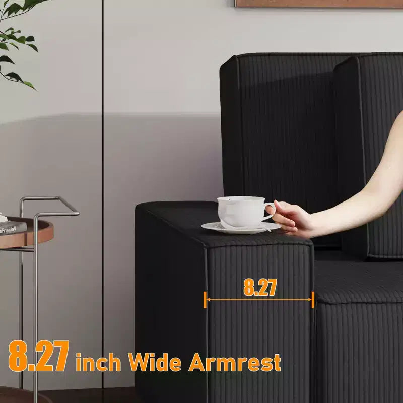 Canapé d'angle modulable en L avec pouf, canapé nuage moelleux en éponge livré en boîte, aucun assemblage requis, rembourré moderne pour salon