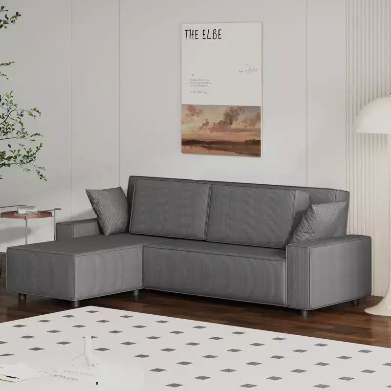 Canapé d'angle modulable en L avec pouf, canapé nuage moelleux en éponge livré en boîte, aucun assemblage requis, rembourré moderne pour salon