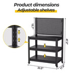 Clihome Établi roulant 120 cm avec panneau perforé, capacité 450 kg