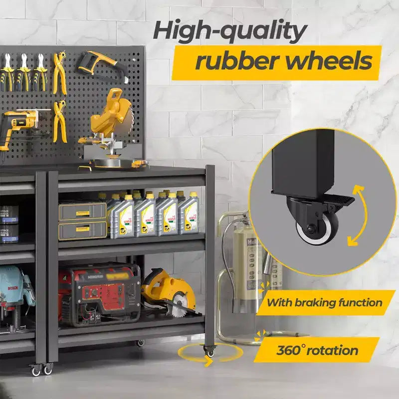 Clihome Établi roulant 120 cm avec panneau perforé, capacité 450 kg