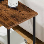 Table d'appoint ACOINEL avec station de charge, Table de chevet avec port USB, Port Type-C et Prise CA, Étagères de rangement à 2 niveaux