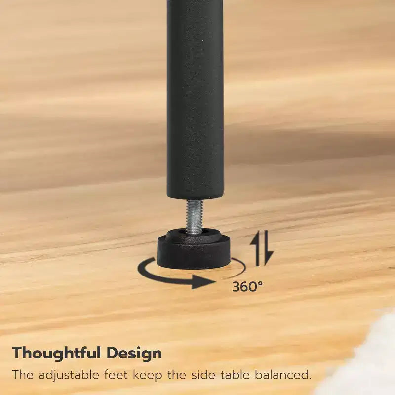 Table d'appoint ACOINEL avec station de charge, Table de chevet avec port USB, Port Type-C et Prise CA, Étagères de rangement à 2 niveaux