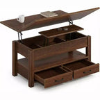 Table Basse Relevable Transformable, Se Convertit en Table à Manger ou Bureau avec Grand Espace de Rangement