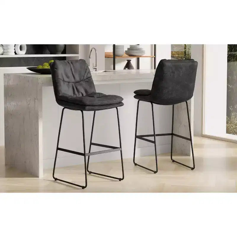 Tabouret de bar Thalia Mid-Century (lot de 2) en similicuir végane