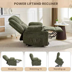 Fauteuil inclinable releveur avec massage, fauteuil inclinable électrique grand format à plat 155° pour personnes âgées, aide à la position debout avec 2 porte-gobelets, fauteuil de salon