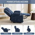 Fauteuil inclinable releveur avec massage, fauteuil inclinable électrique grand format à plat 155° pour personnes âgées, aide à la position debout avec 2 porte-gobelets, fauteuil de salon