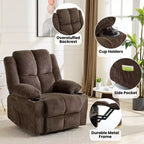 Fauteuil inclinable releveur avec massage, fauteuil inclinable électrique grand format à plat 155° pour personnes âgées, aide à la position debout avec 2 porte-gobelets, fauteuil de salon