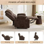 Fauteuil inclinable releveur avec massage, fauteuil inclinable électrique grand format à plat 155° pour personnes âgées, aide à la position debout avec 2 porte-gobelets, fauteuil de salon
