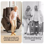 Fauteuil inclinable releveur avec massage, fauteuil inclinable électrique grand format à plat 155° pour personnes âgées, aide à la position debout avec 2 porte-gobelets, fauteuil de salon