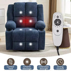 Fauteuil inclinable releveur avec massage, fauteuil inclinable électrique grand format à plat 155° pour personnes âgées, aide à la position debout avec 2 porte-gobelets, fauteuil de salon
