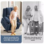 Fauteuil inclinable releveur avec massage, fauteuil inclinable électrique grand format à plat 155° pour personnes âgées, aide à la position debout avec 2 porte-gobelets, fauteuil de salon