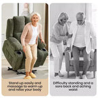 Fauteuil inclinable releveur avec massage, fauteuil inclinable électrique grand format à plat 155° pour personnes âgées, aide à la position debout avec 2 porte-gobelets, fauteuil de salon