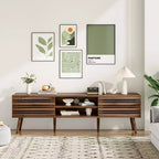 JVNOXK Meuble TV moderne d'inspiration médiévale, adapté aux téléviseurs de moins de 70 pouces, avec compartiments de rangement Meuble TV effet bois, pour le salon
