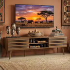 JVNOXK Meuble TV moderne d'inspiration médiévale, adapté aux téléviseurs de moins de 70 pouces, avec compartiments de rangement Meuble TV effet bois, pour le salon