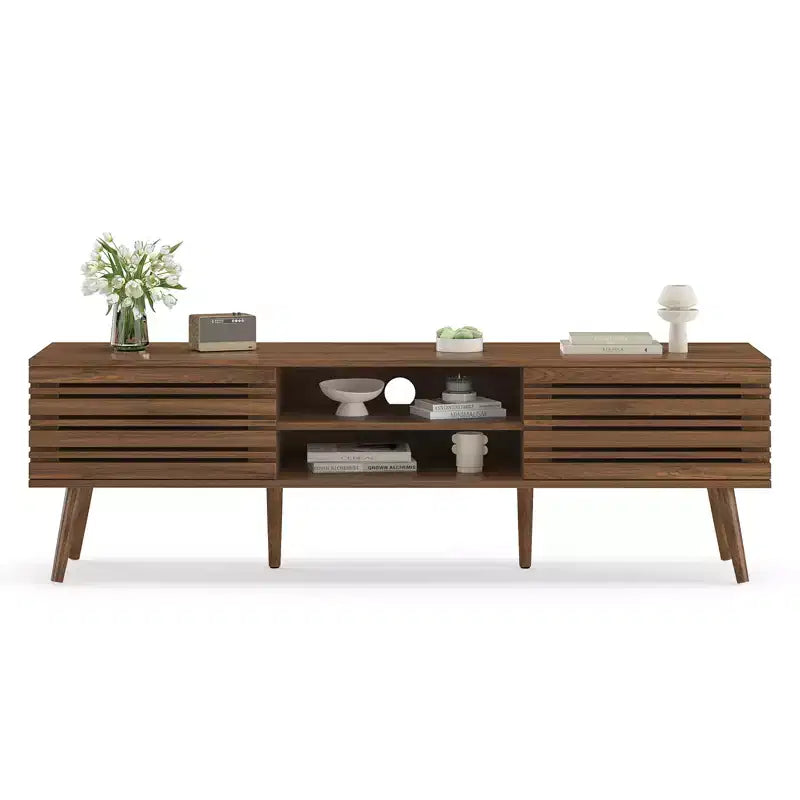 JVNOXK Meuble TV moderne d'inspiration médiévale, adapté aux téléviseurs de moins de 70 pouces, avec compartiments de rangement Meuble TV effet bois, pour le salon