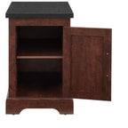 Table d'appoint de ferme avec porte de grange, étagère de rangement réglable et accents métalliques pour salon ou chambre à coucher