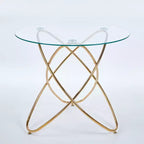 Ensemble de salle à manger 5 pièces avec plateau de table en verre et pieds en métal, design Mid-Century pour 4 à 6 personnes