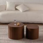 Lot de 2 tables basses gigognes rondes, design compact et gain de place, pour salon ou chambre à coucher