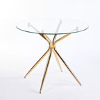 Table à manger avec pied en métal chromé et plateau en verre trempé, design moderne et compact pour la cuisine ou le salon