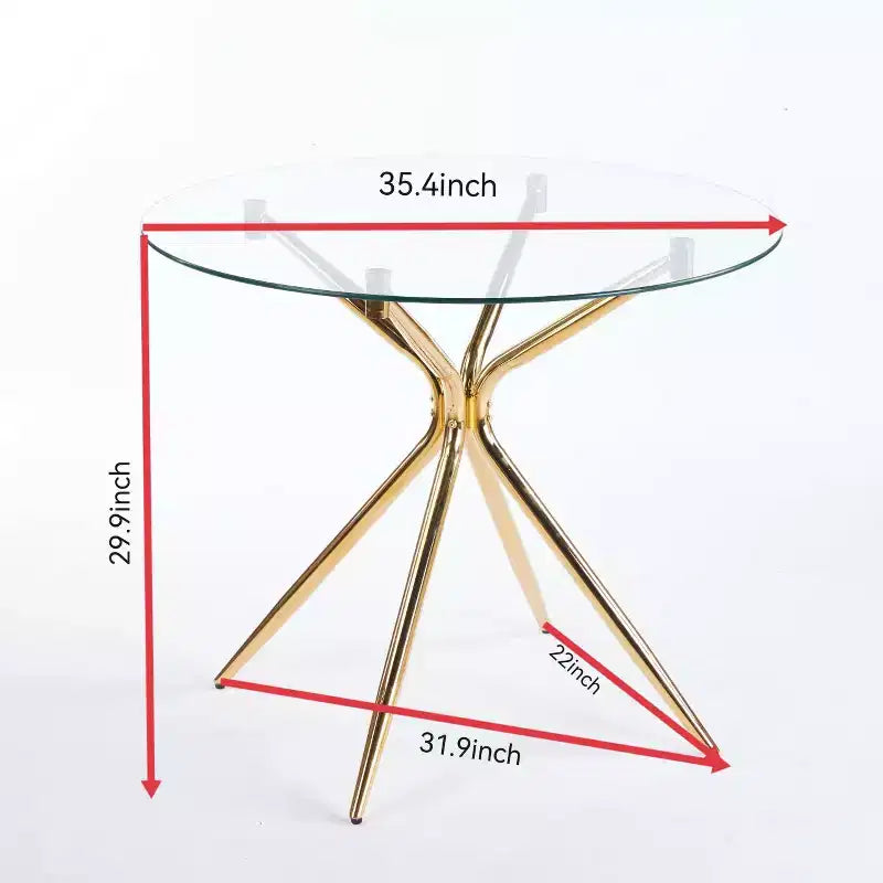 Table à manger avec pied en métal chromé et plateau en verre trempé, design moderne et compact pour la cuisine ou le salon