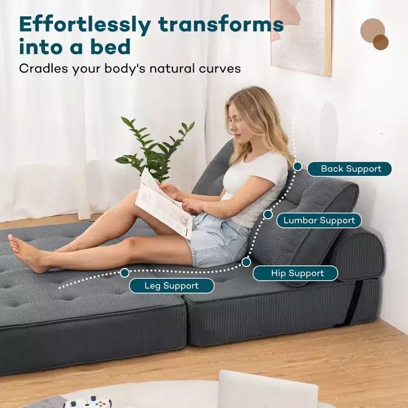 WARMOUNTS Canapé-lit pliable avec dossier réglable, Canapé-lit convertible pleine grandeur pour salon et bureau
