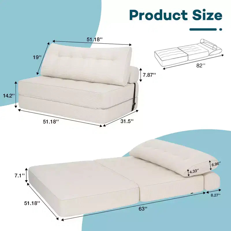 WARMOUNTS Canapé-lit pliable avec dossier réglable, Canapé-lit convertible pleine grandeur pour salon et bureau