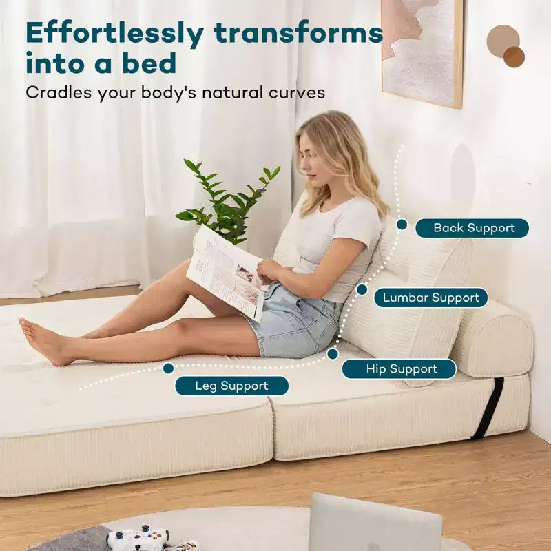 WARMOUNTS Canapé-lit pliable avec dossier réglable, Canapé-lit convertible pleine grandeur pour salon et bureau