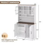 COZONY Armoire de cuisine haute de 180 cm avec portes en verre, meuble de rangement de cuisine avec huche pour salle à manger et salon