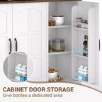 COZONY Armoire de cuisine haute de 180 cm avec portes en verre, meuble de rangement de cuisine avec huche pour salle à manger et salon