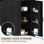 COZONY Armoire de cuisine haute de 180 cm avec portes en verre, meuble de rangement de cuisine avec huche pour salle à manger et salon