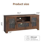 Meuble TV de ferme de 140 cm avec portes en acrylique - Capacité de charge de 136 kg et étagères réglables, meuble TV pour salon ou chambre à coucher