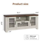 Meuble TV de ferme de 140 cm avec portes en acrylique - Capacité de charge de 136 kg et étagères réglables, meuble TV pour salon ou chambre à coucher