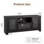 Meuble TV de ferme de 140 cm avec portes en acrylique - Capacité de charge de 136 kg et étagères réglables, meuble TV pour salon ou chambre à coucher