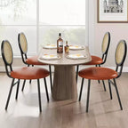 Chaises de salle à manger modernes rembourrées avec dossier en rotin naturel et pieds en métal, lot de 4 peu encombrant pour cuisine, salle à manger